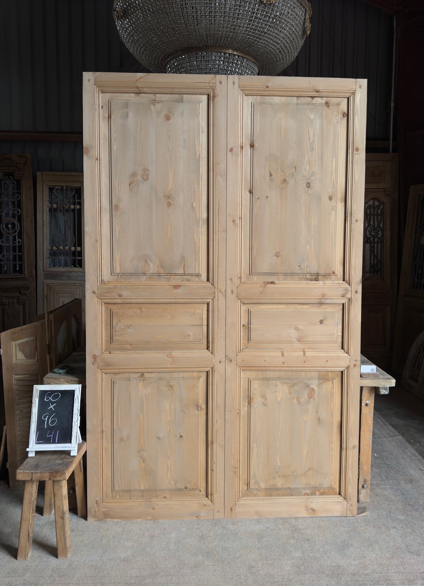Handcrafted 3 Panel Solid French Doors - 60x96 L41