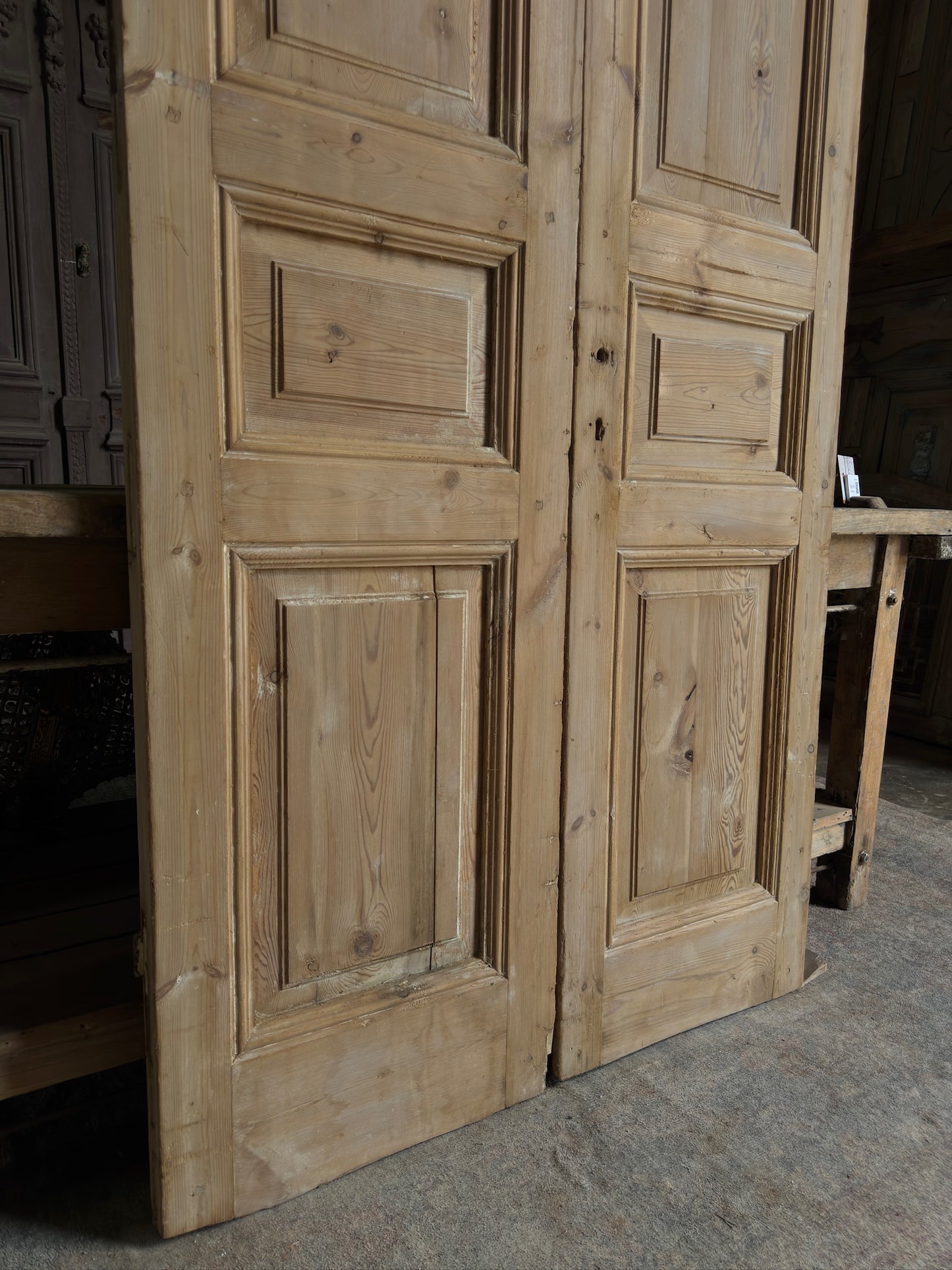 3 Panel Antique Solid French Doors - 40.25x93 K50