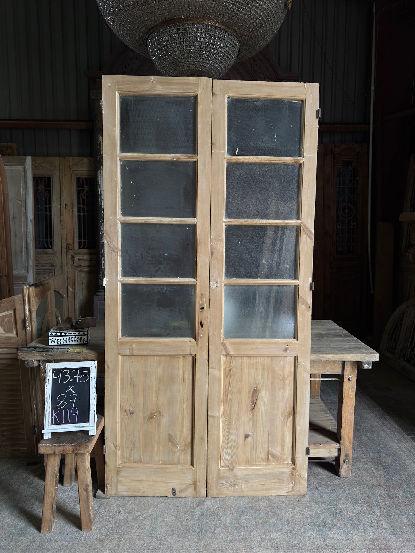 8 Lite European Antique Glass French Doors - 43.75x87 K119
