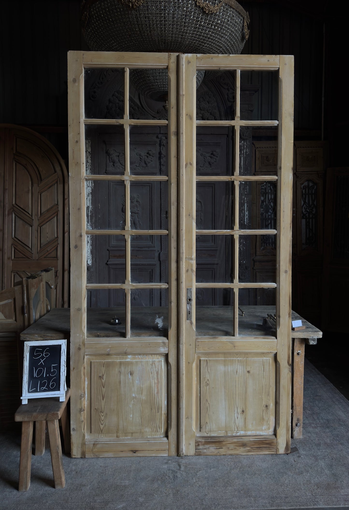 Classic Antique Glass French Doors - 56x101.5 - L126