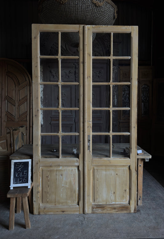 Classic Antique Glass French Doors - 56x101.5 - L126