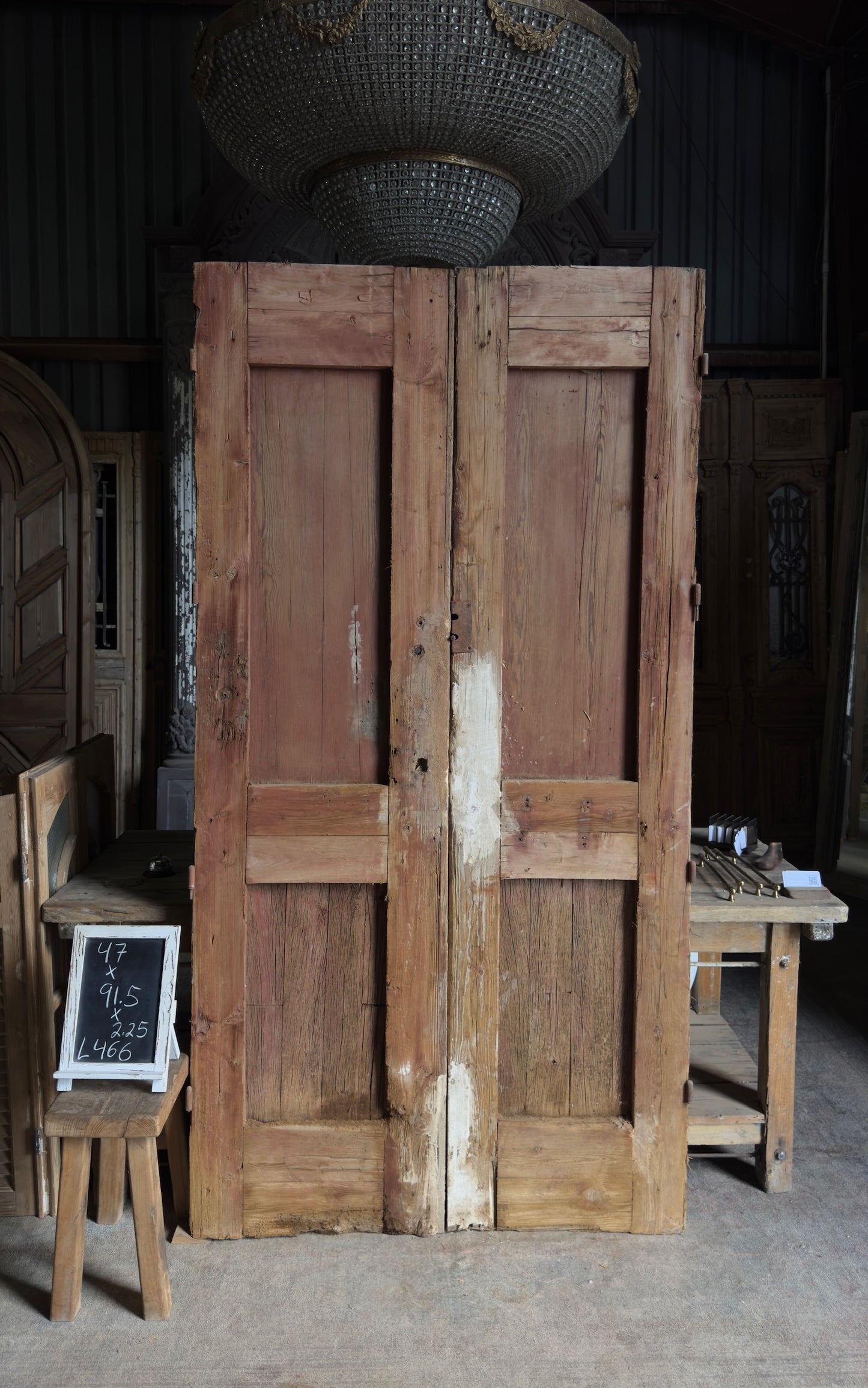 Ornately Carved Solid French Doors - 47x91.5 - L466