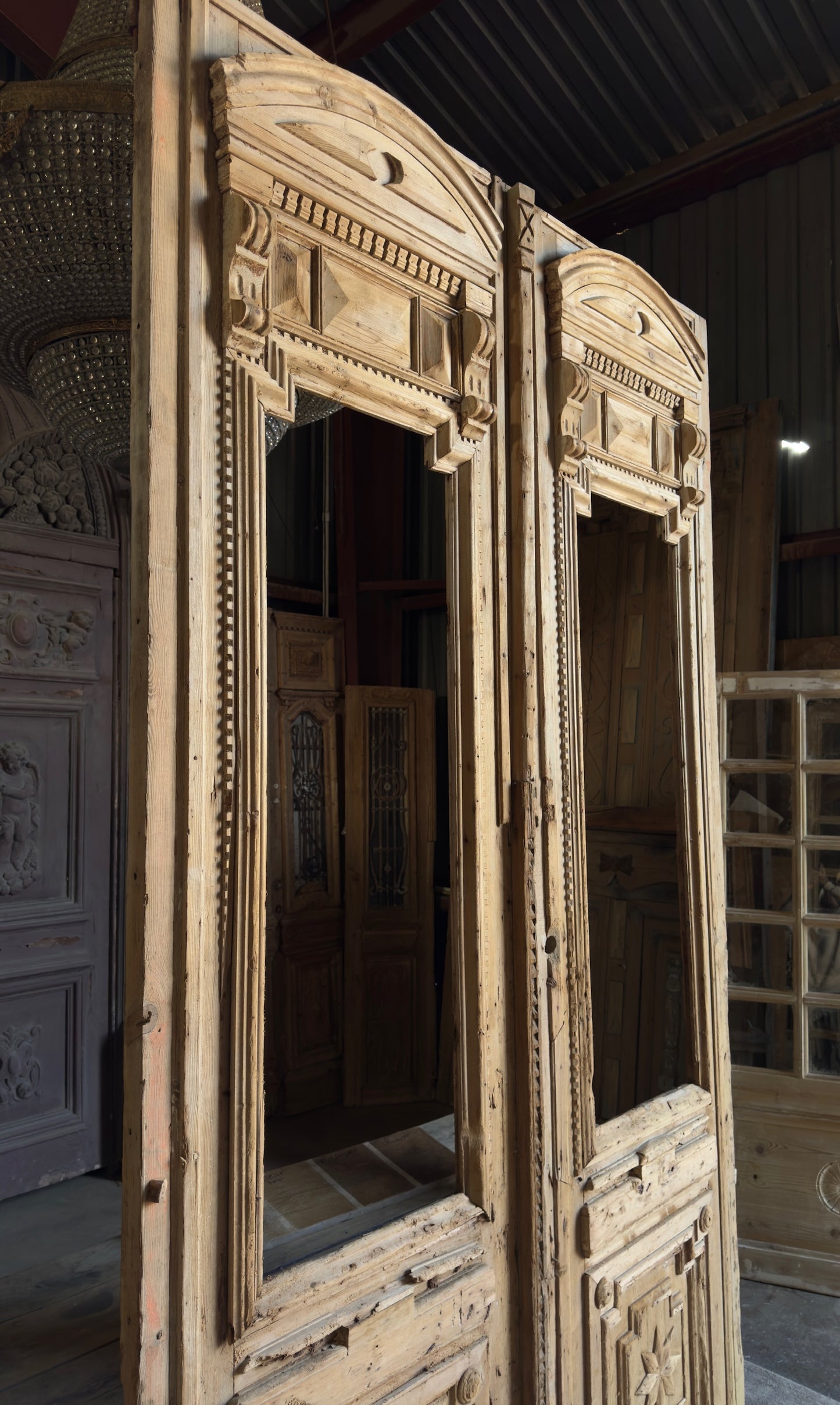 Grand Antique Glass French Doors - 67.5x119.5 - L206