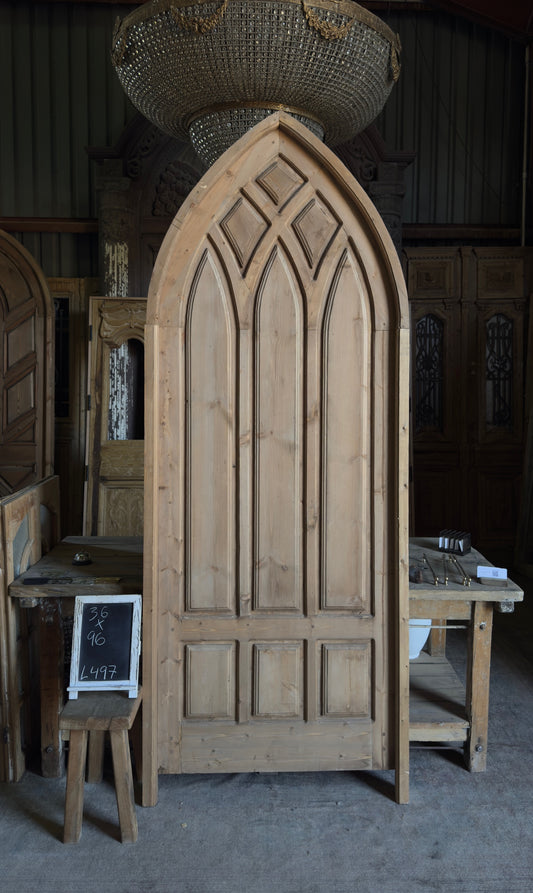 Handcrafted Gothic Arched Church Door - 36x96 L497
