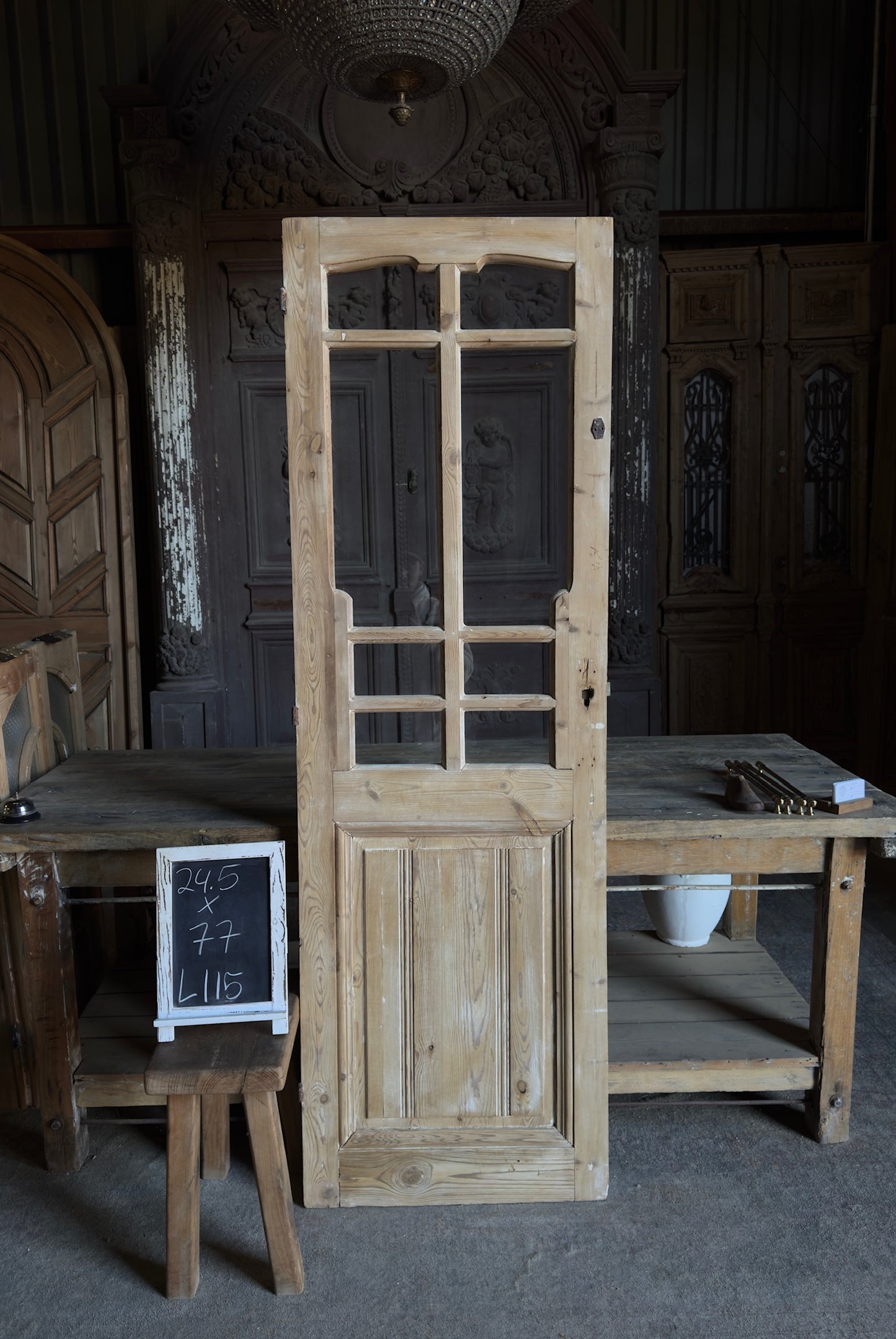 European Antique Glass Single Door - 24.5x77 - L115