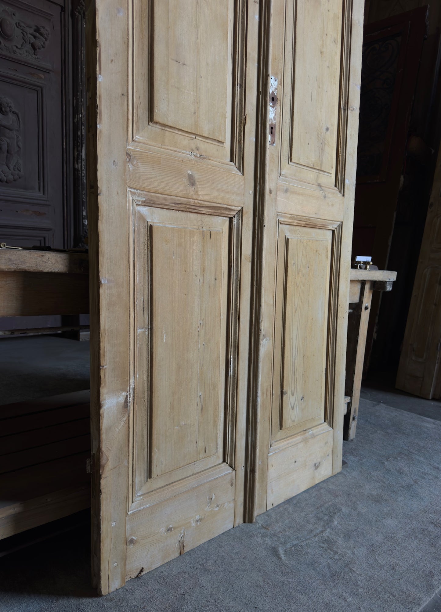 2 Panel Antique Solid French Doors - 39.5x98.5 - L341