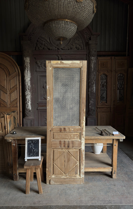 Carved Antique Glass Single Door - 24.75x79 - L155