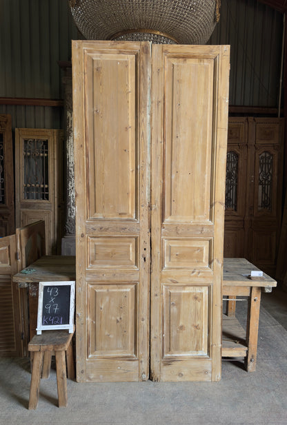 3 Panel Antique Solid French Doors - 43x97 K421