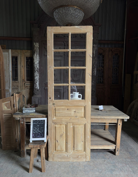 19th Century Antique Glass Single Door - 28.25x88.5 K120