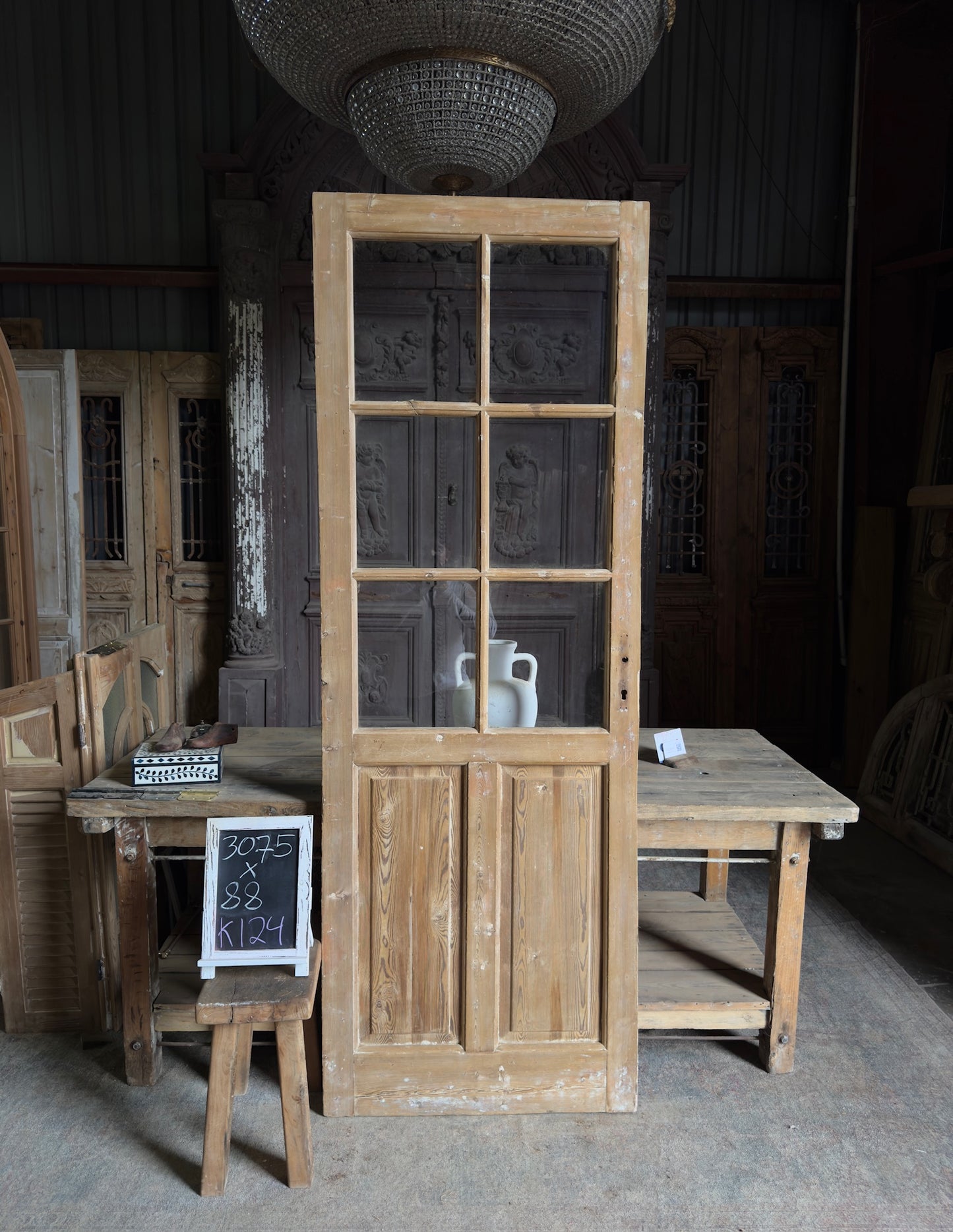 6 Lite Antique Glass Single Door - 30.75x88 K124