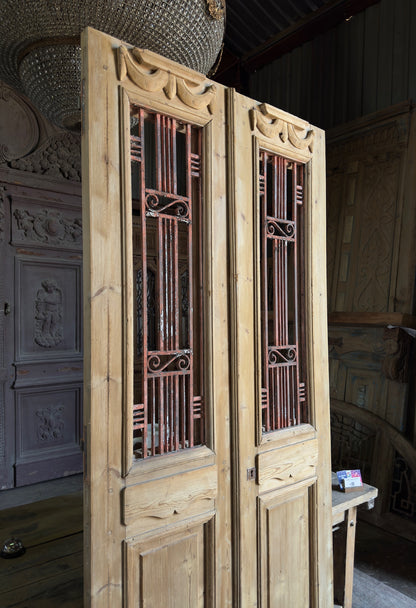 Mediterranean Antique Iron French Doors - 43.5x96 K274