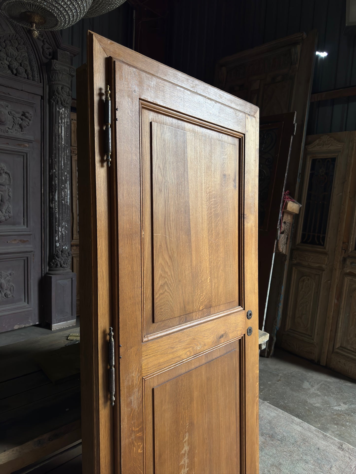 Antique French Solid Single Door With Frame - 33.5x79 - L426