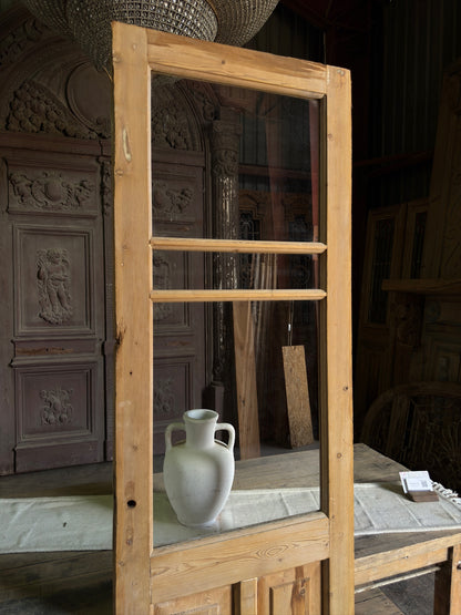 19th Century Antique Glass Single Door - 26.25x87.5 J488