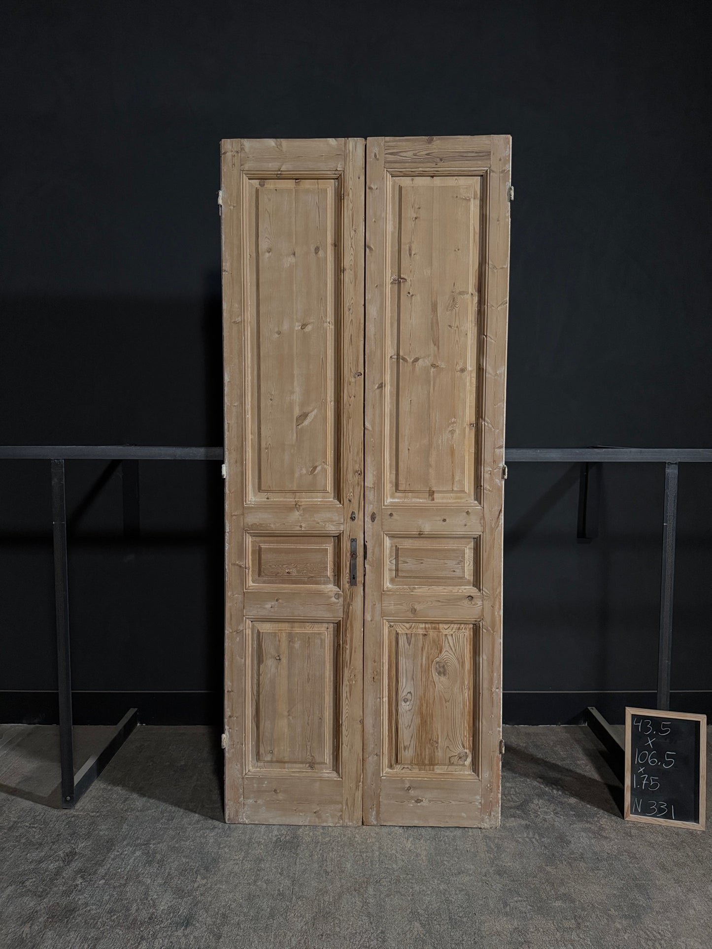 Antique 3 Panel Solid Double Doors - 43.5x106.5 - N331