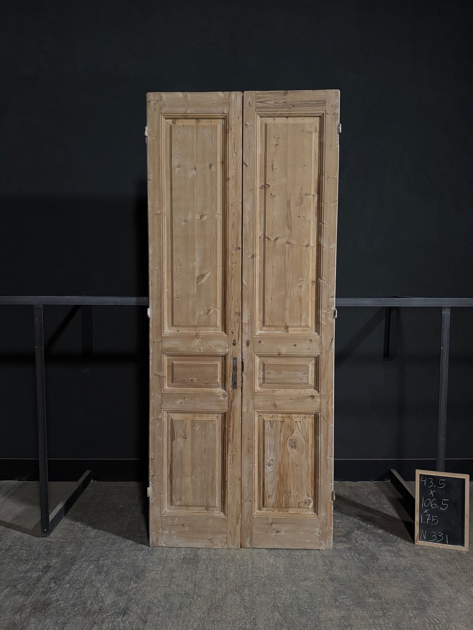Antique 3 Panel Solid Double Doors - 43.5x106.5 - N331