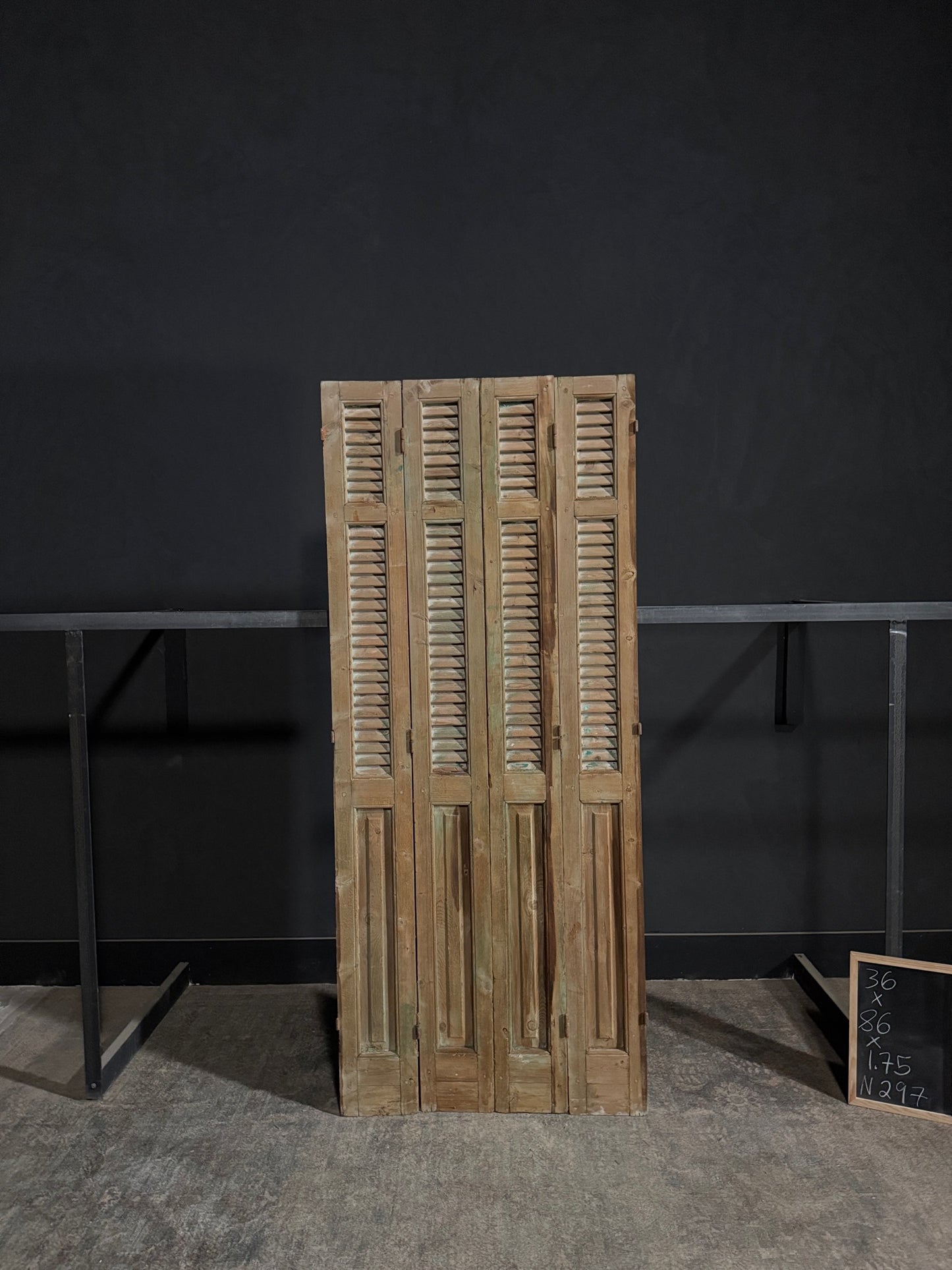 Antique Louvered 3 Panel Bi-Fold Doors - 36x86 - N297