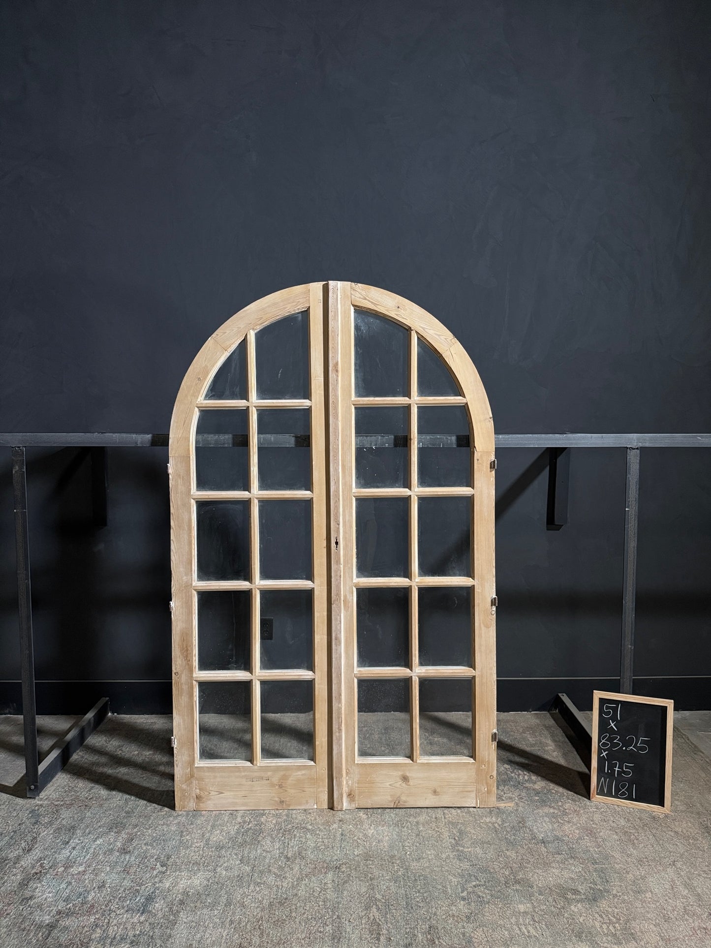 Antique Glass 5 Lite Arched French Doors - 51x83.25 - N181
