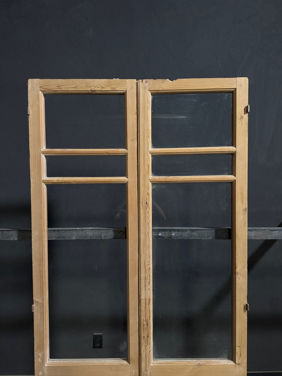 Antique Raised Panel Clear Glass French Doors - 39.5x87 - N773