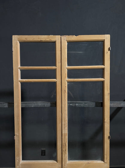 Antique Raised Panel Clear Glass French Doors - 39.5x87 - N773
