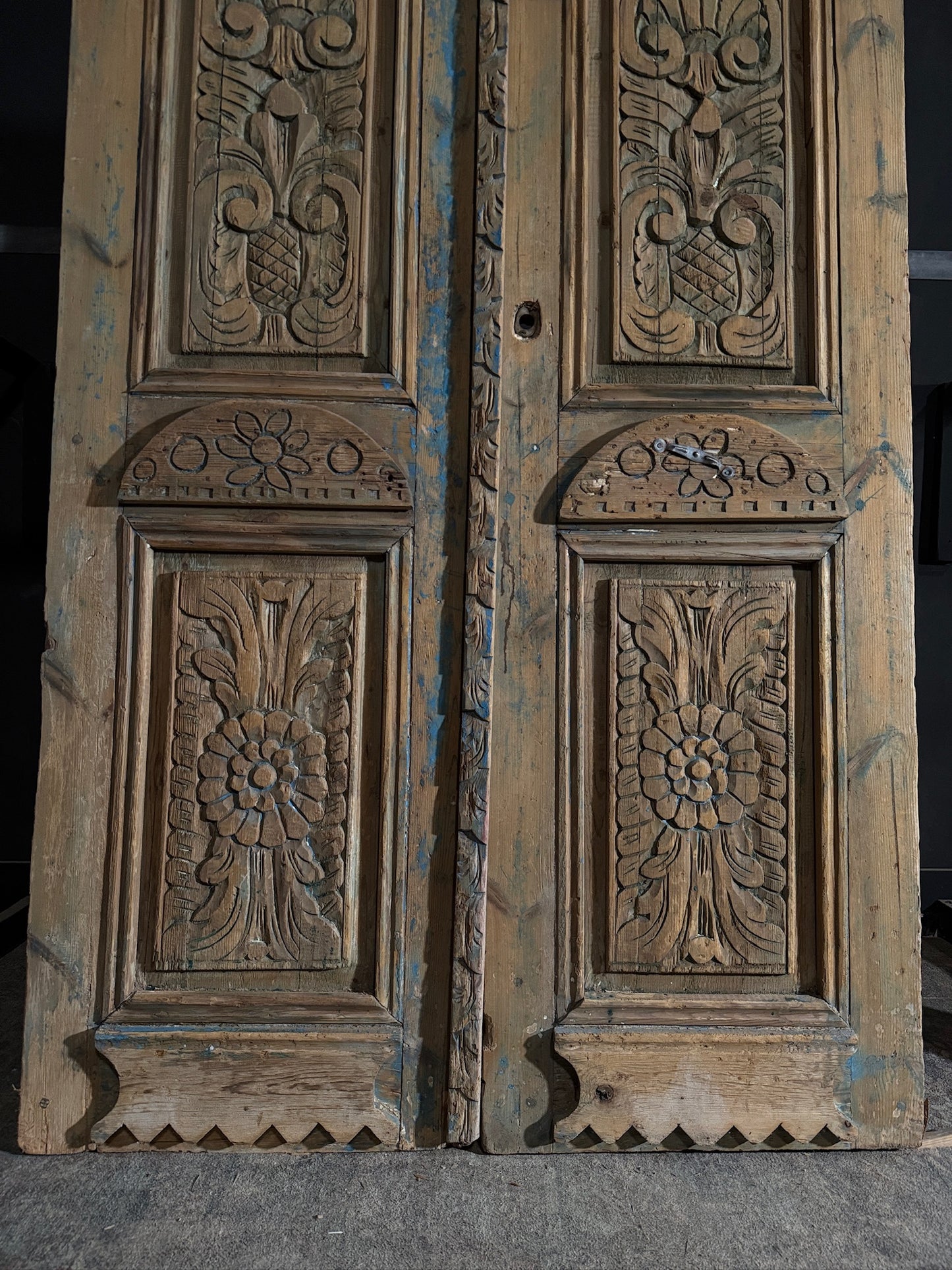 Antique Carved 2 Panel Double Doors - 56.25x101.25 - N412