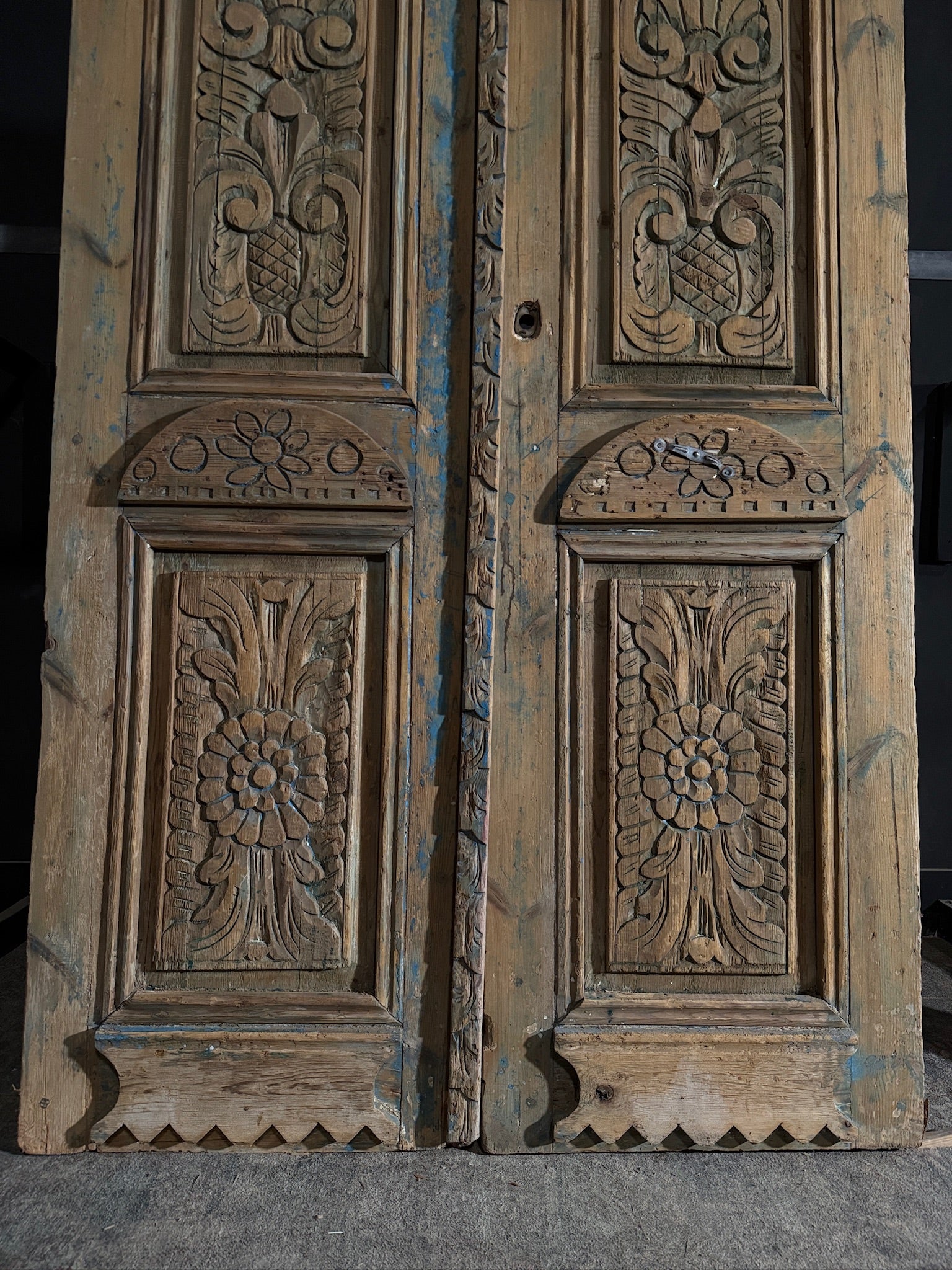 Antique Carved 2 Panel Double Doors - 56.25x101.25 - N412