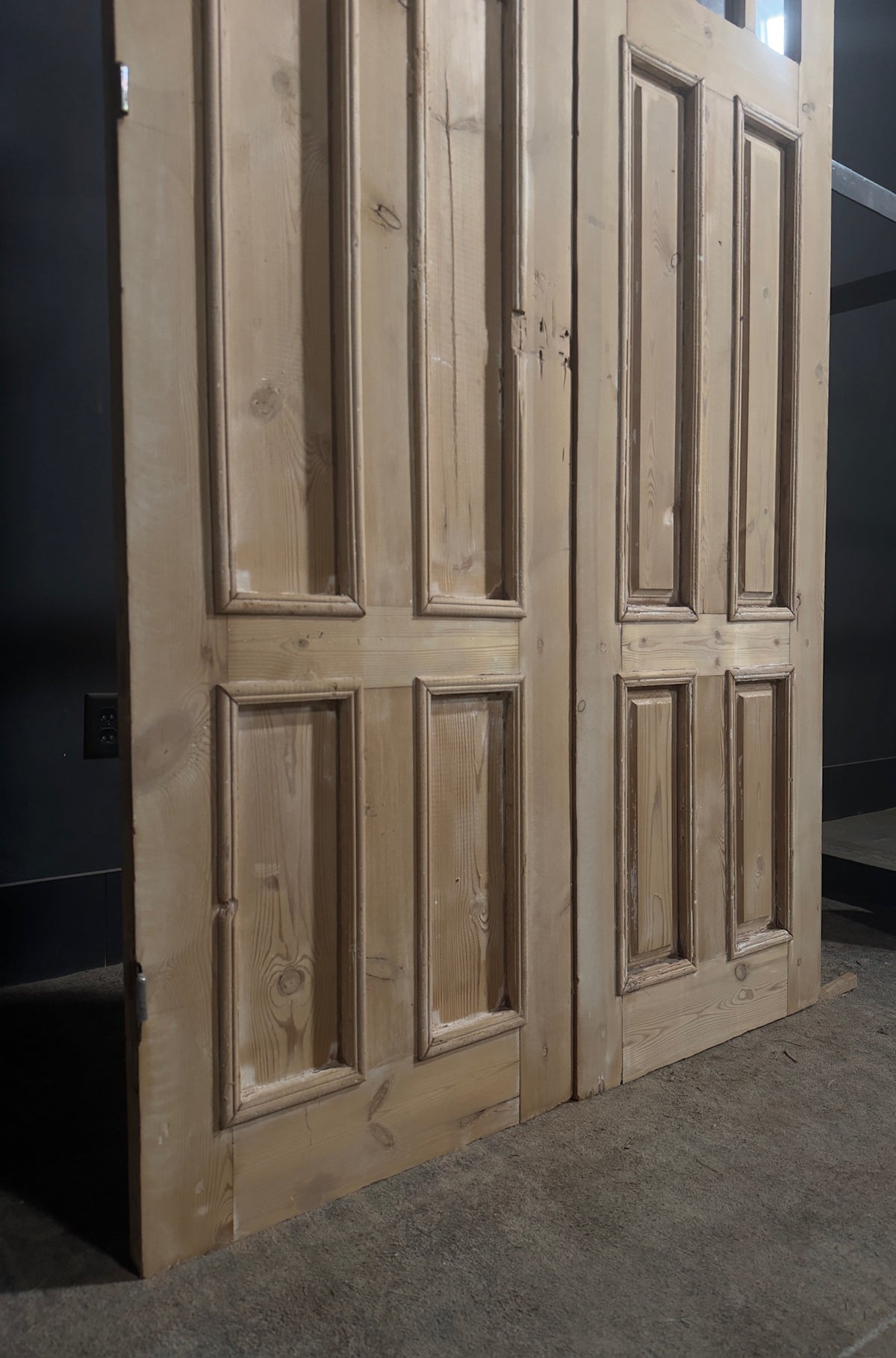 Antique Paneled Clear Glass Double Doors - 47x82.5 - N760