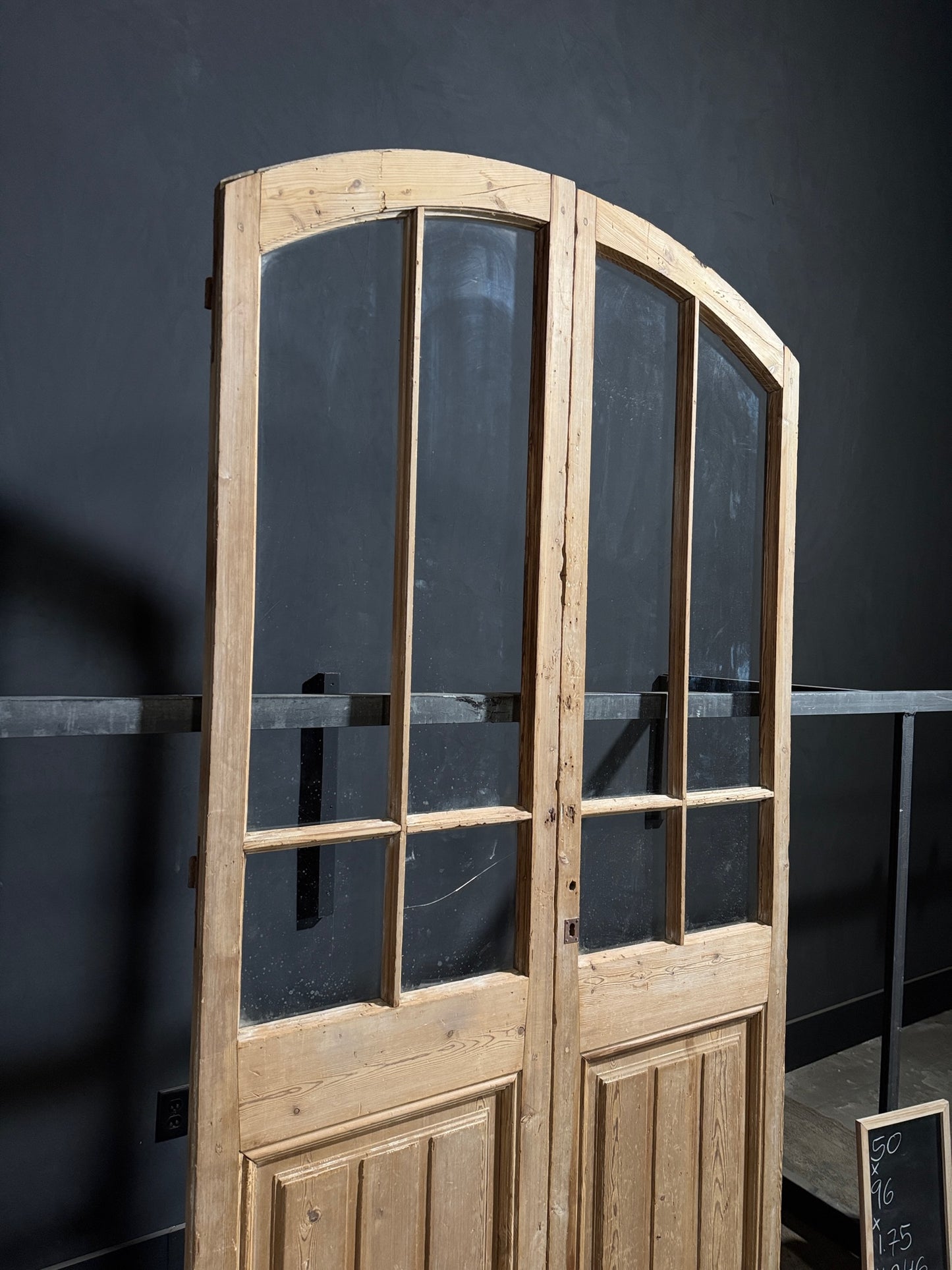 Antique Glass 4 Lite Arched French Doors - 50x96 - N246