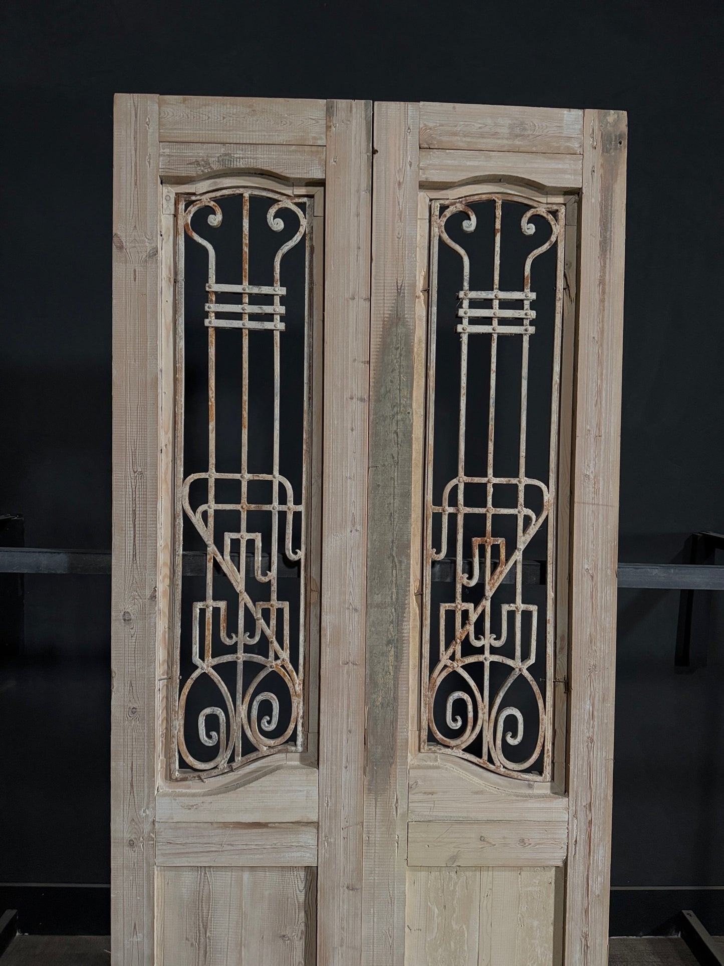 Antique Carved Iron French Doors - 44.5x99.75 - N334