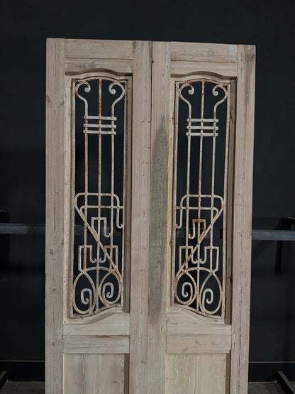 Antique Carved Iron French Doors - 44.5x99.75 - N334