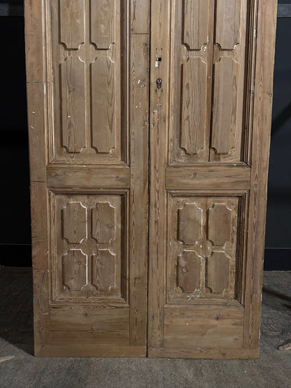 Antique 3 Panel Solid Double Doors - 39.5x97 - N691