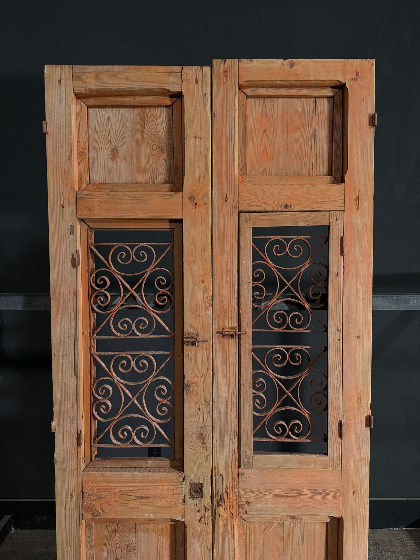 Antique Carved Iron French Doors - 39.75x88.5 - N505