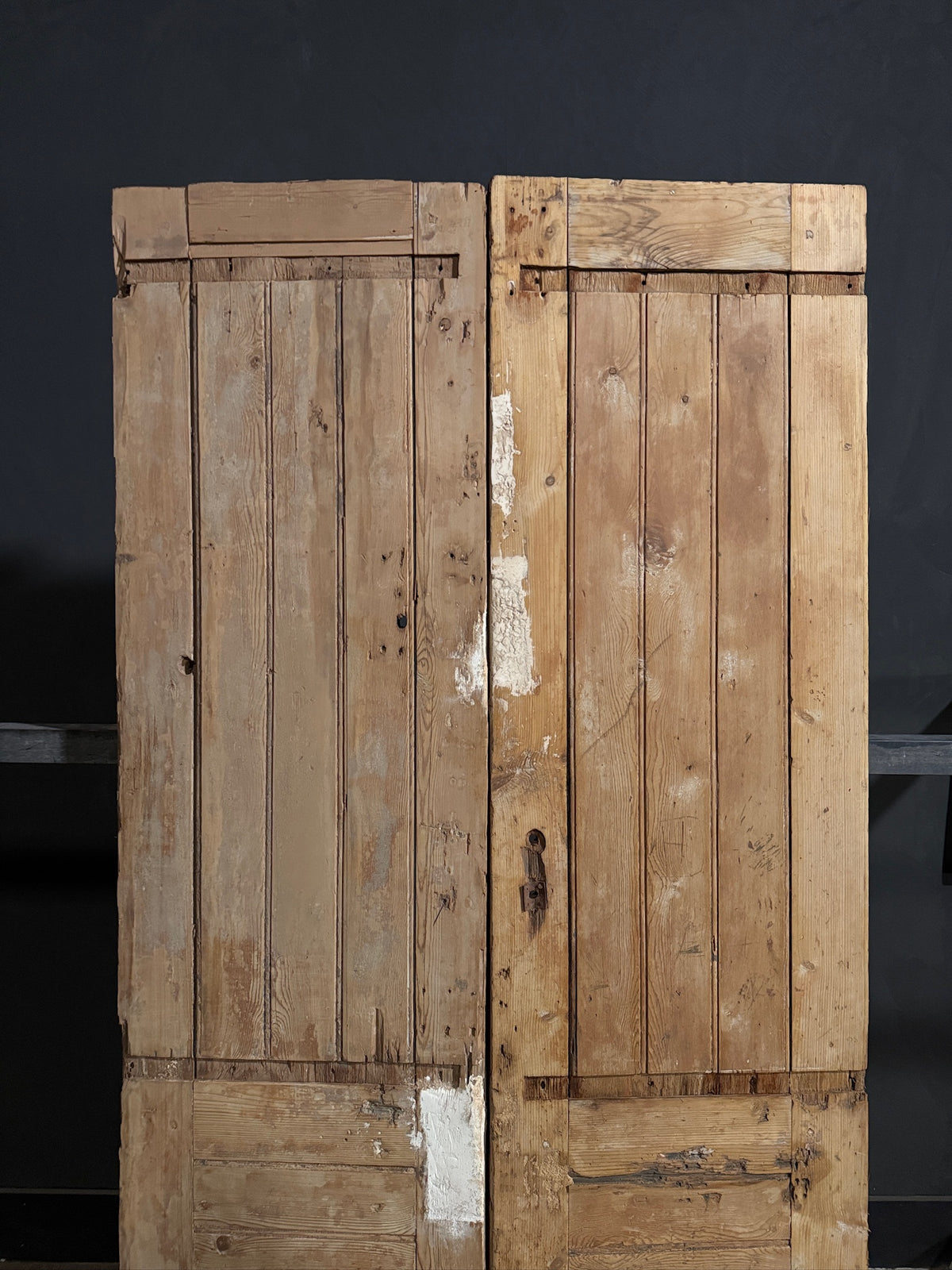 Antique Carved 3 Panel Double Doors - 41.5x90.5 - N707