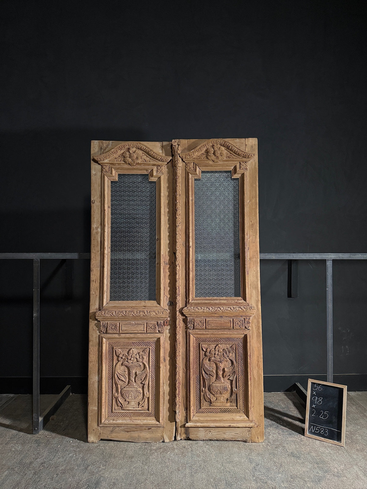 Antique Carved Iron French Doors - 56x98 - N583