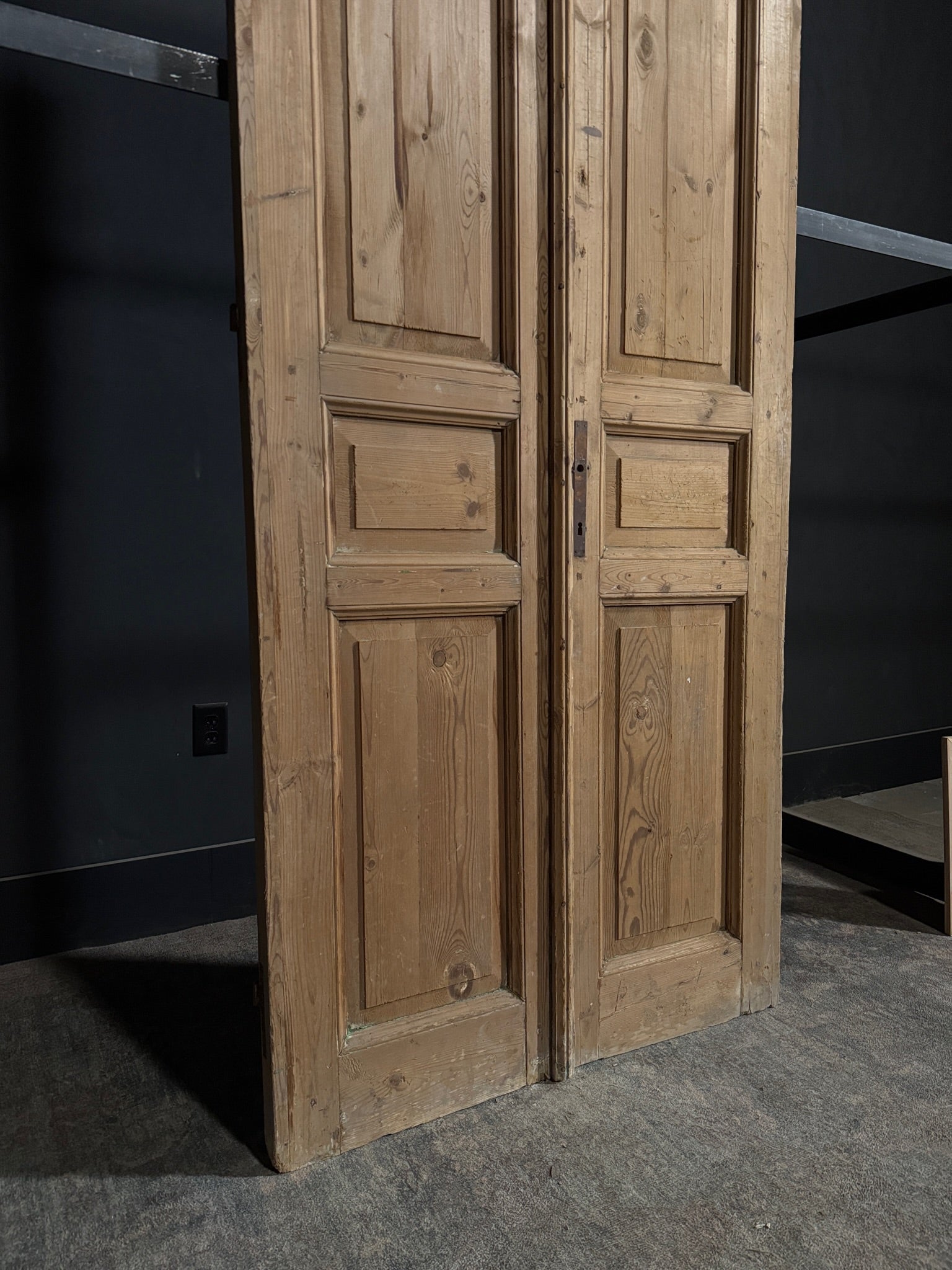Antique 3 Panel Solid Double Doors - 39.25x93 - N347