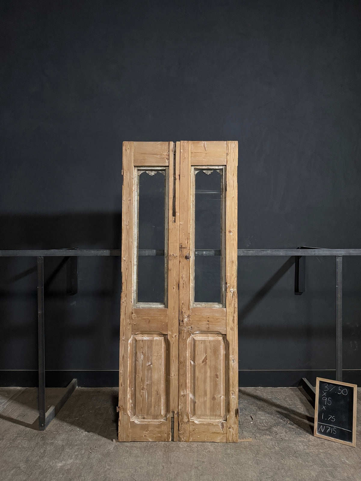 Antique Carved 1 Lite French Doors - 37.5x95 - N715