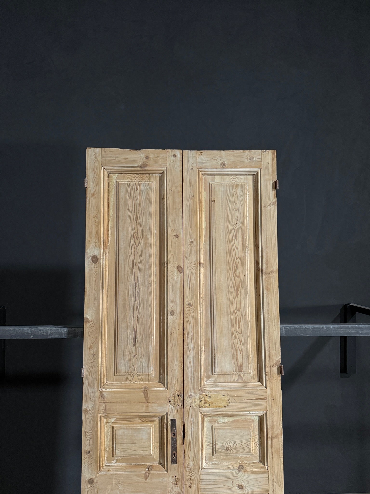Antique Carved 3 Panel Double Doors - 34.75x92 - N121