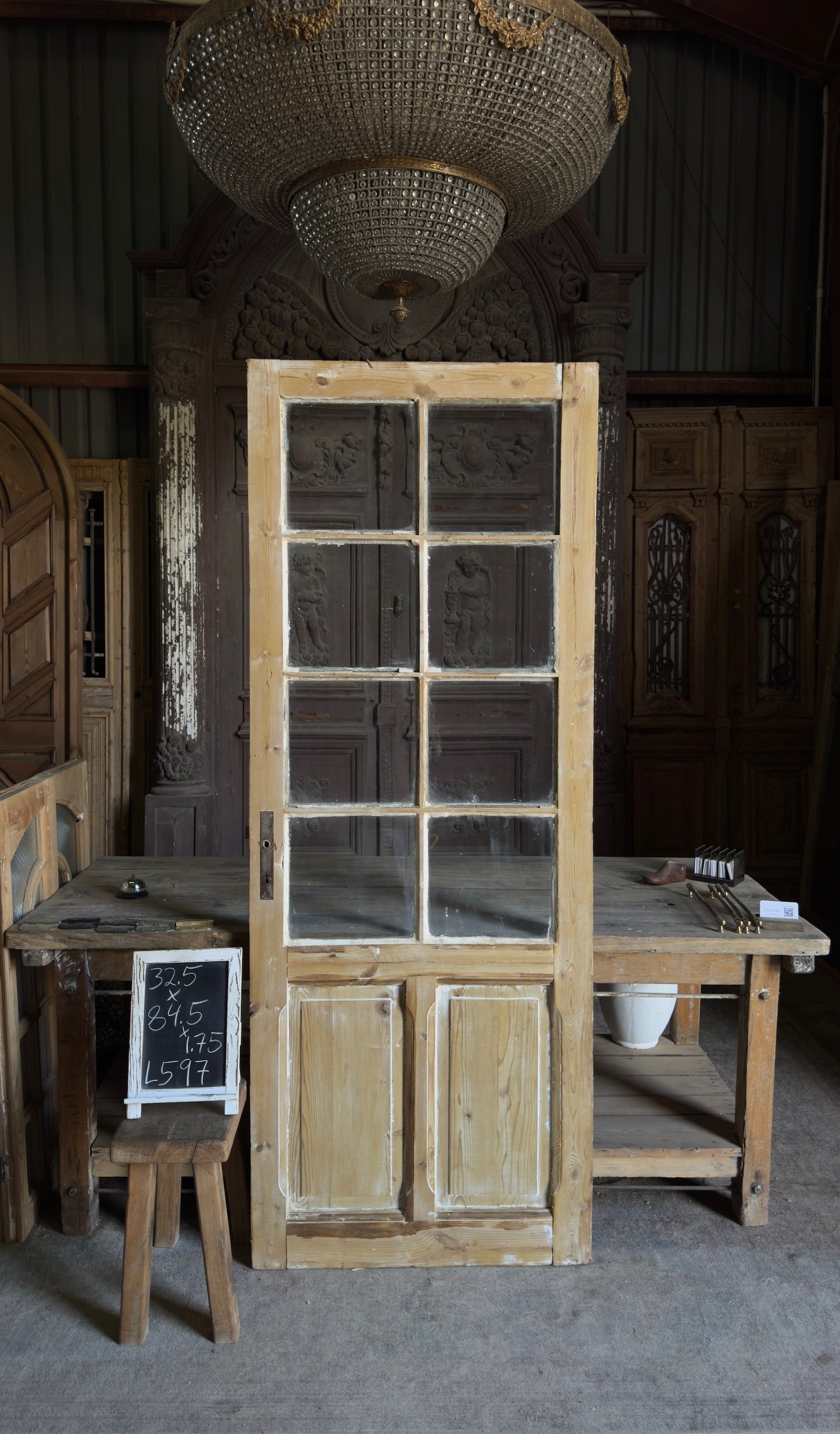 Antique Glass 9 Lite Single Door - 32.5x84.5 - L597