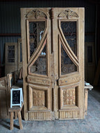 Large Art Nouveau Antique Entry Doors - 56.75x103 H144
