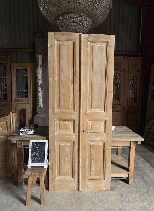 3 Panel Antique Solid French Doors - 36x88.5 K142