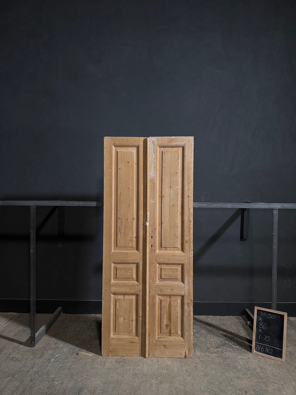 Antique 3 Panel Solid Double Doors - 35.5x86 - N680