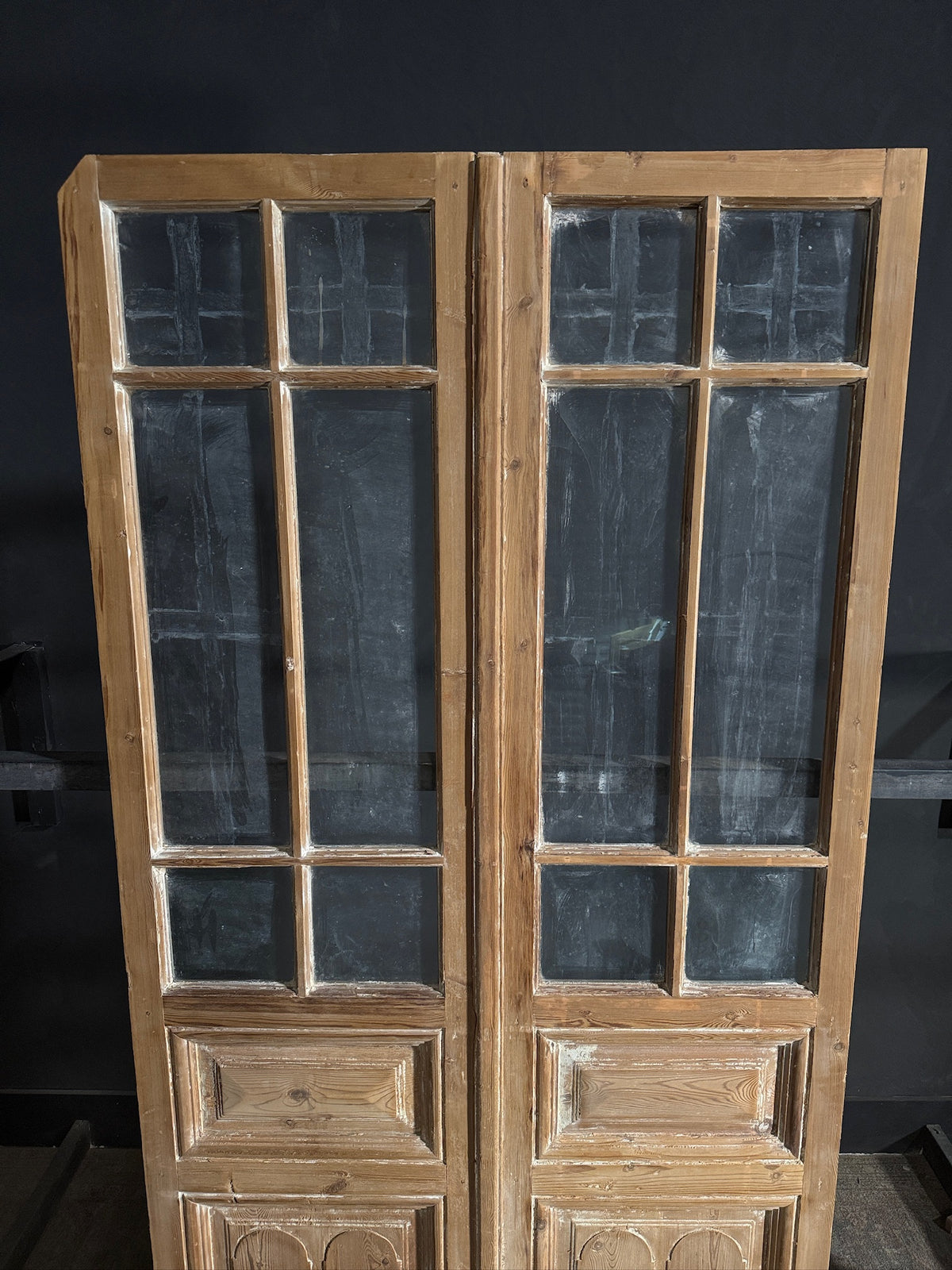 Antique Glass 3 Lite French Doors - 47.5x95 - N658