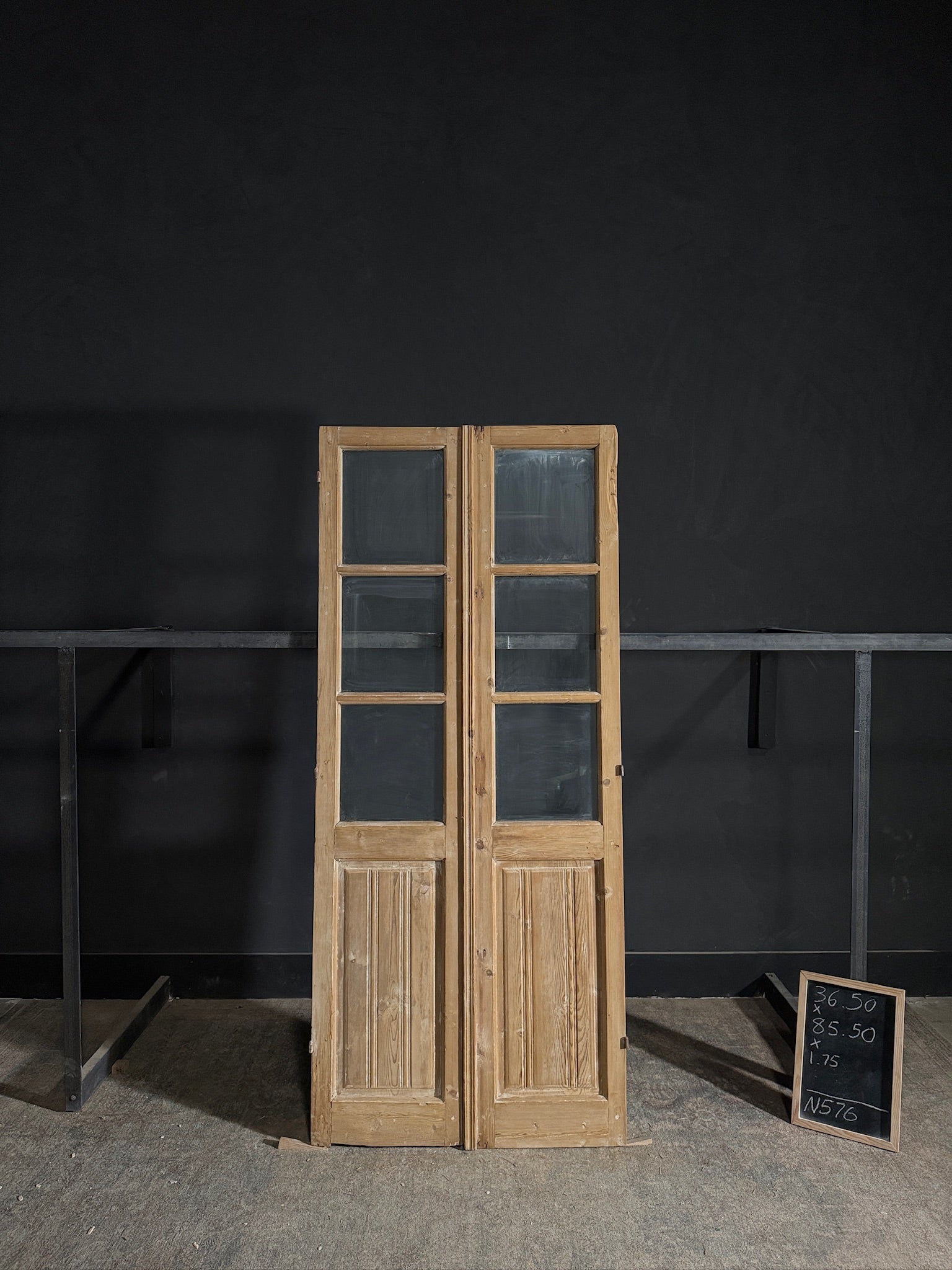 Antique Obscured Glass 3 Lite French Doors - 36.5x85.5 - N576