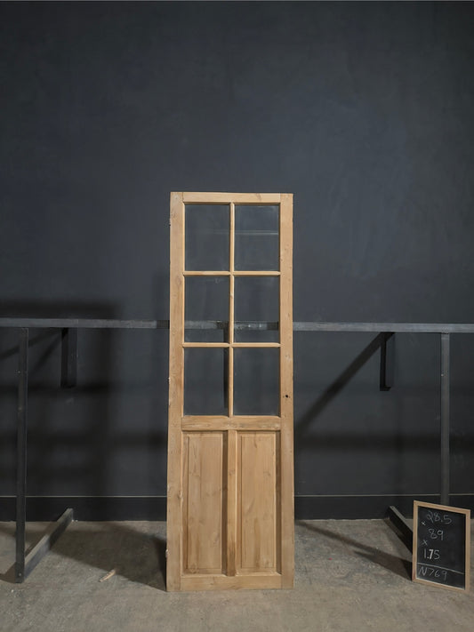 Antique Clear Glass Paneled Pantry Door - 28.5x89 - N769