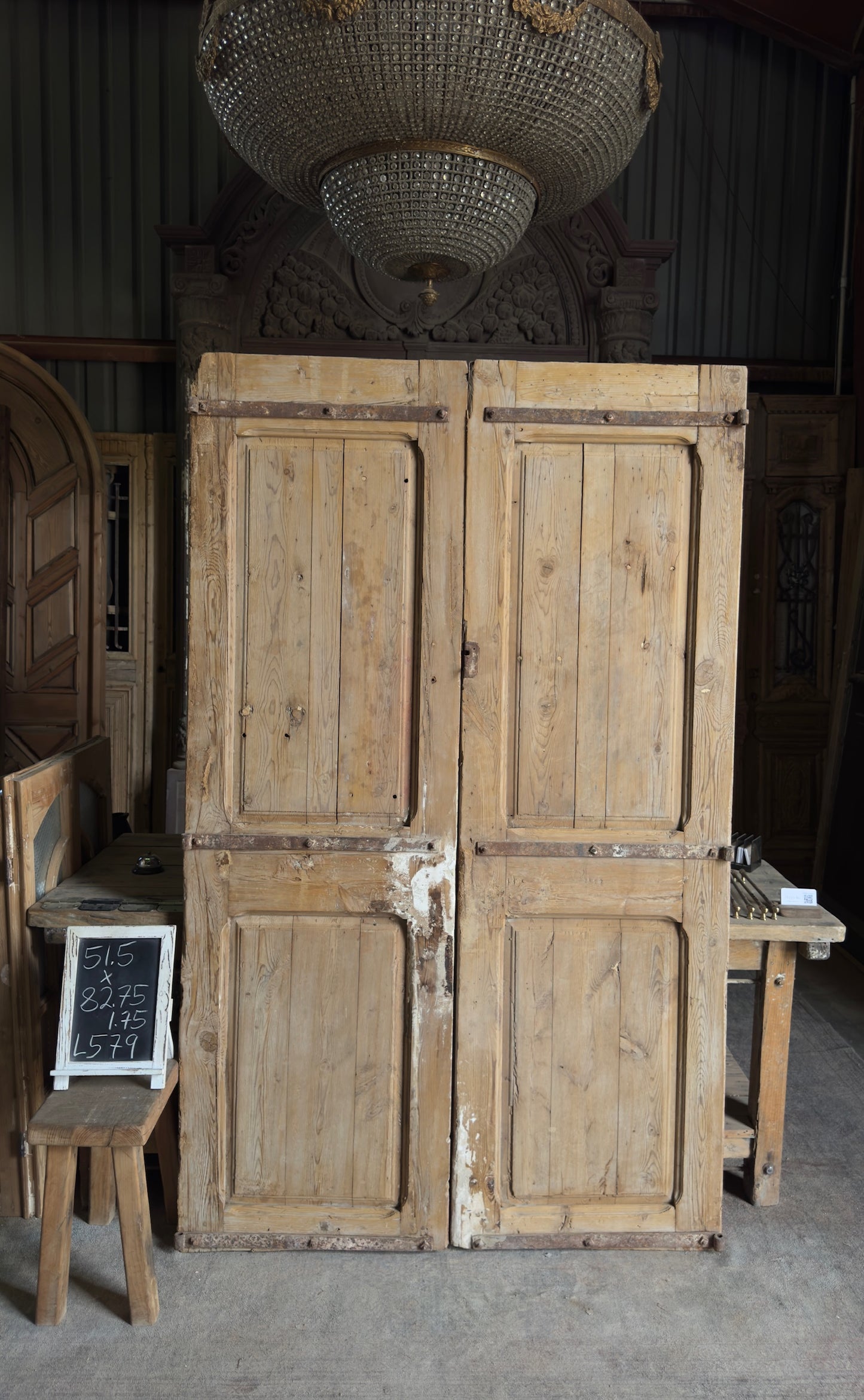 Antique Carved French Doors - 51.5x82.75 - L579