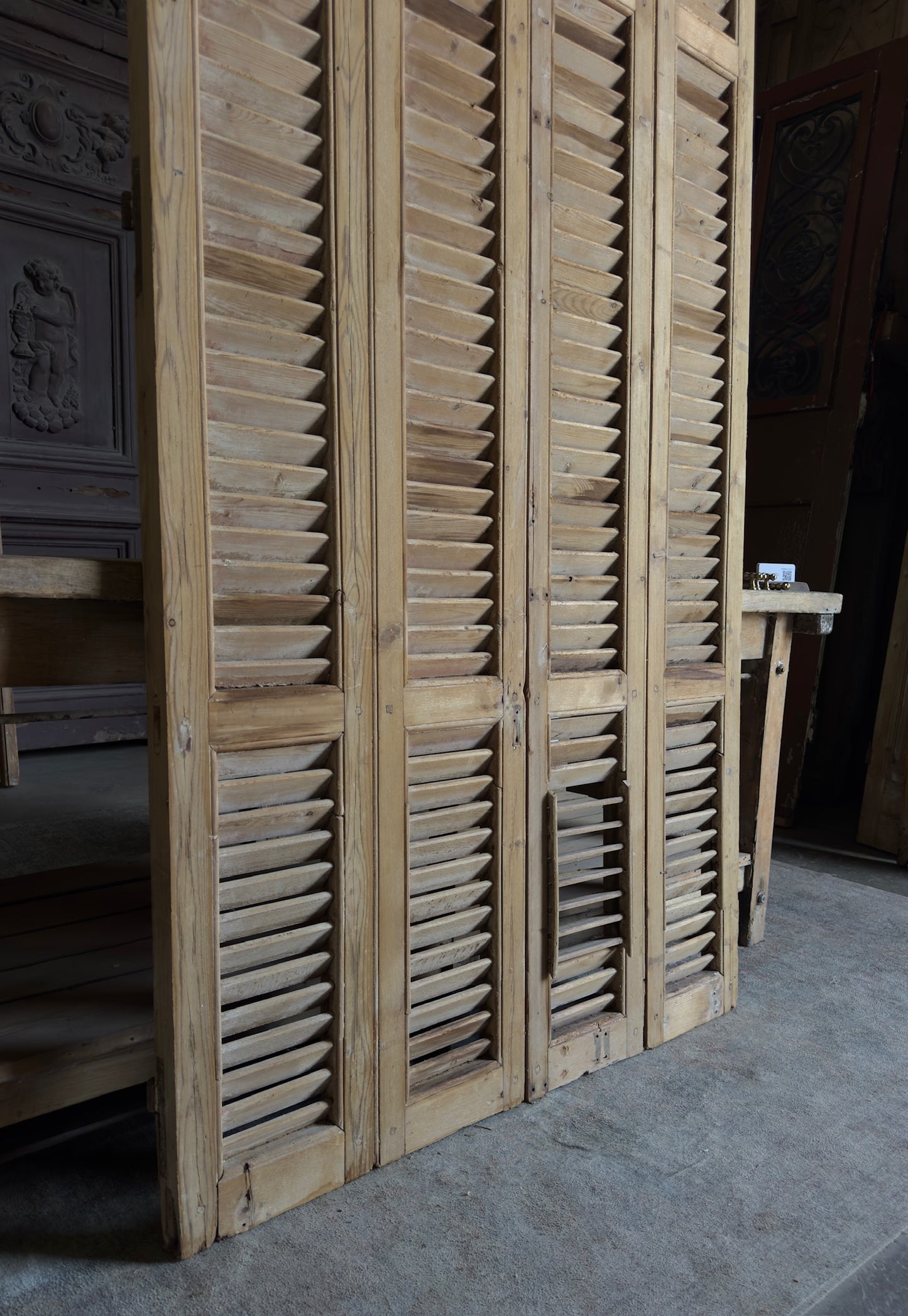 European French Antique Louvered Shutters - 43.5x89 - L410