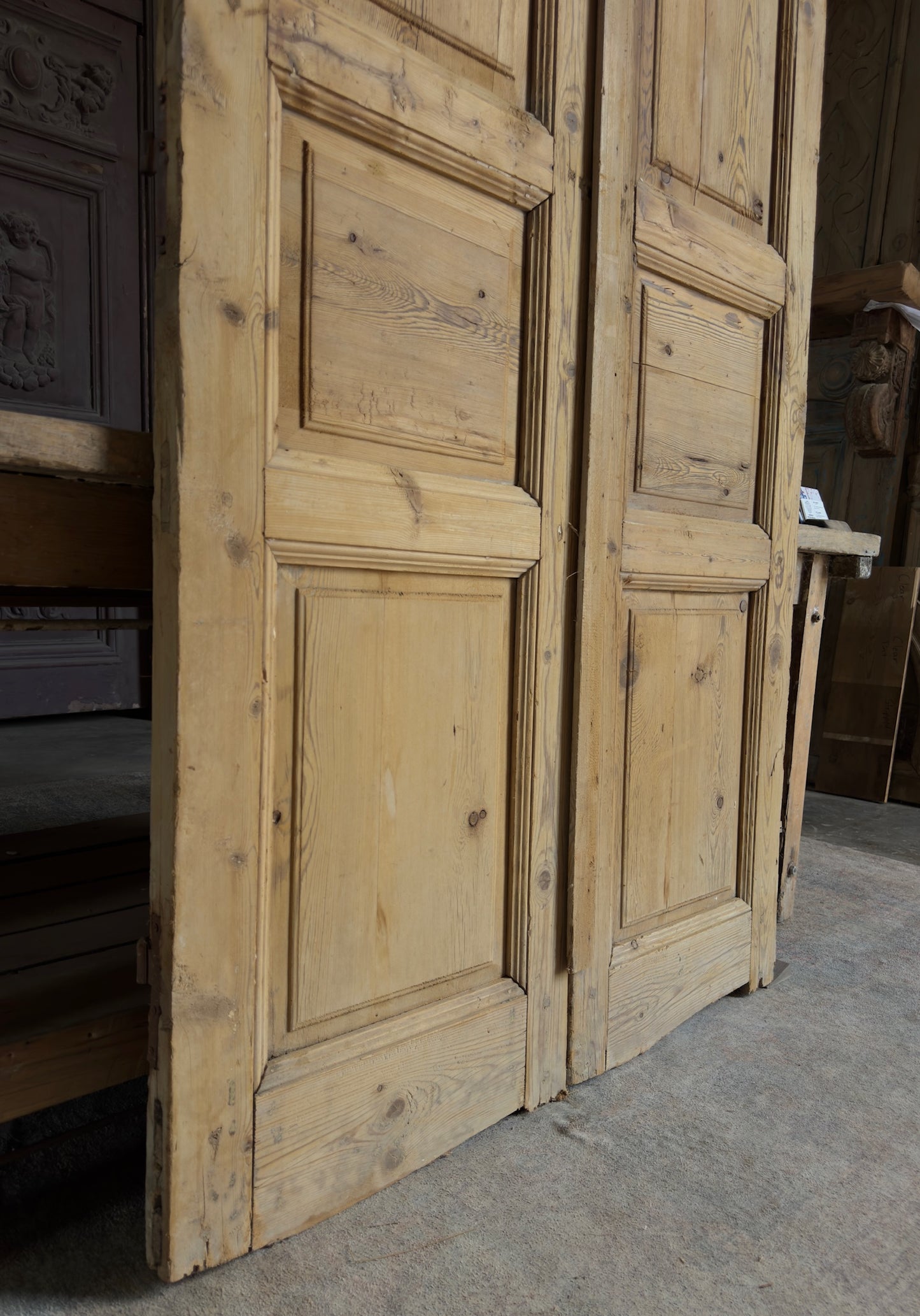 3 Panel Antique Solid French Doors - 43x91 K337