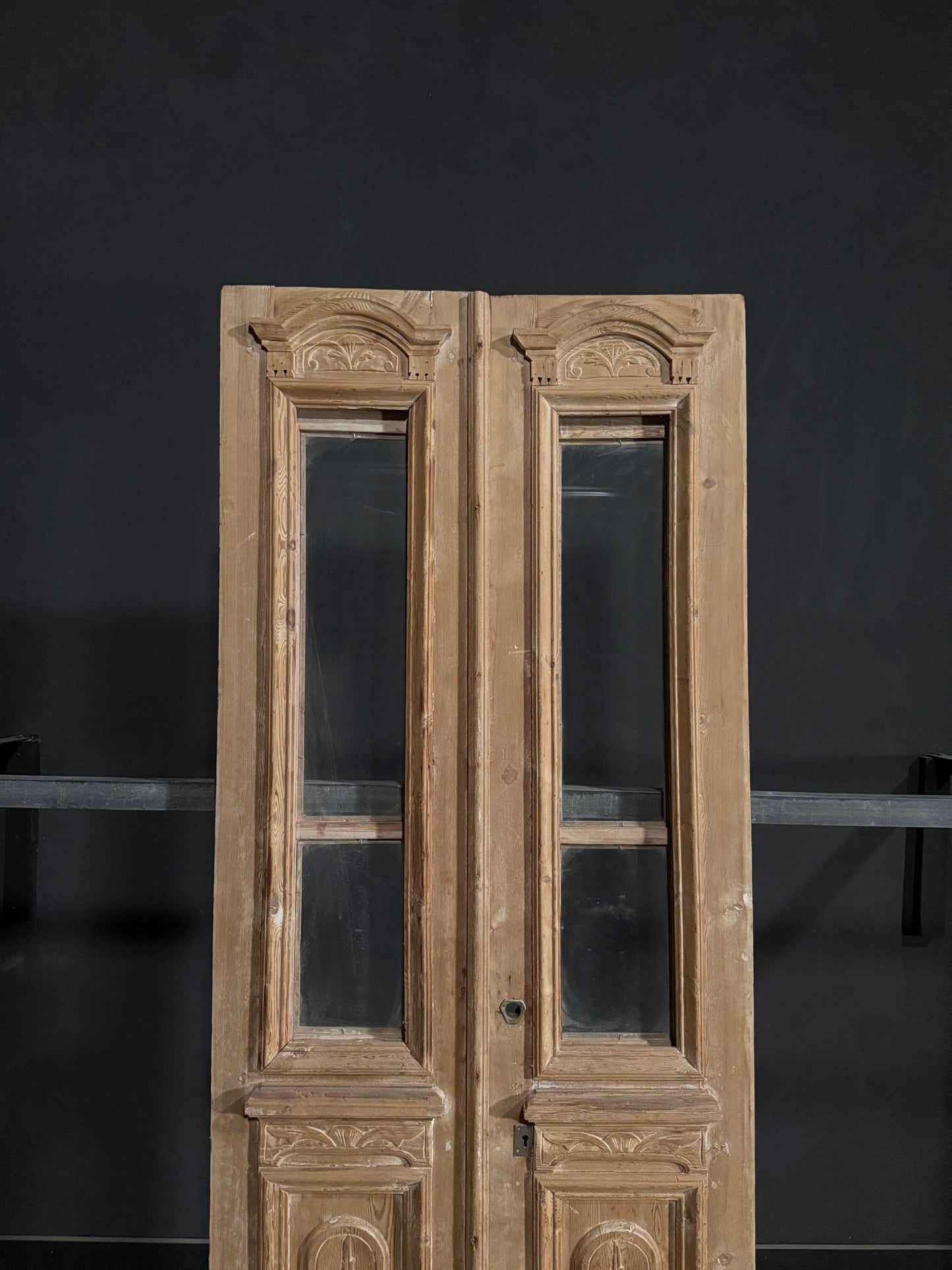 Antique Carved 2 Lite French Doors - 36x94 - N335