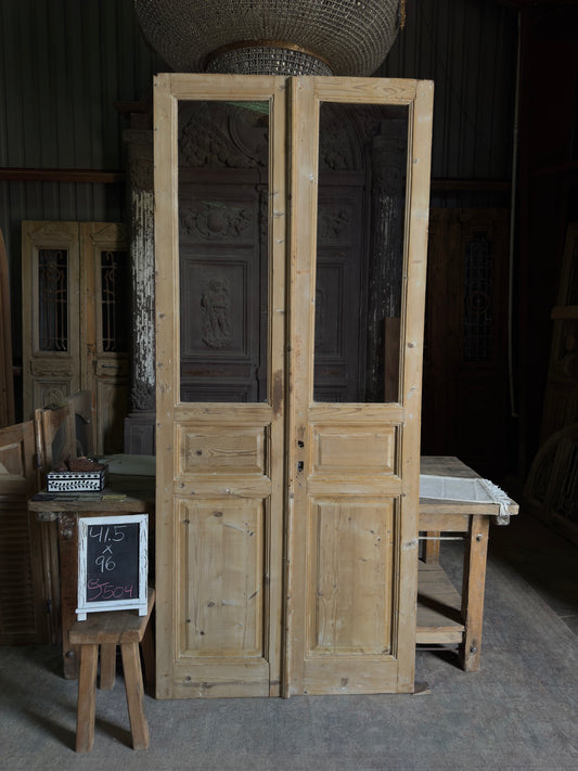 3 Panel Antique Glass French Doors - 41.5x96 J504