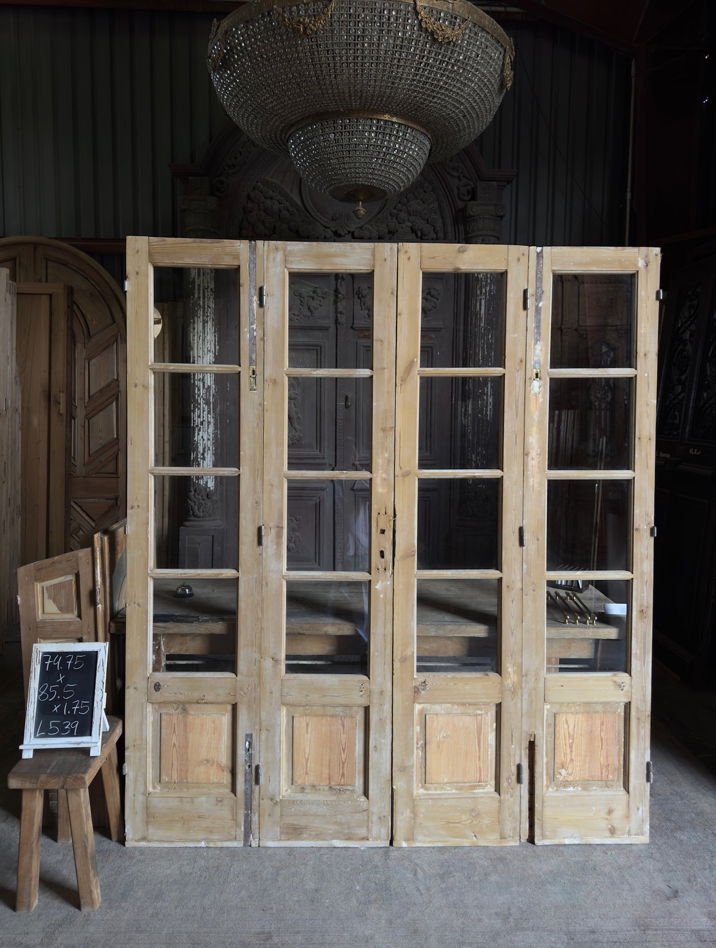 Antique Bi-Fold Glass French Doors - 79.75x85.5 - L539