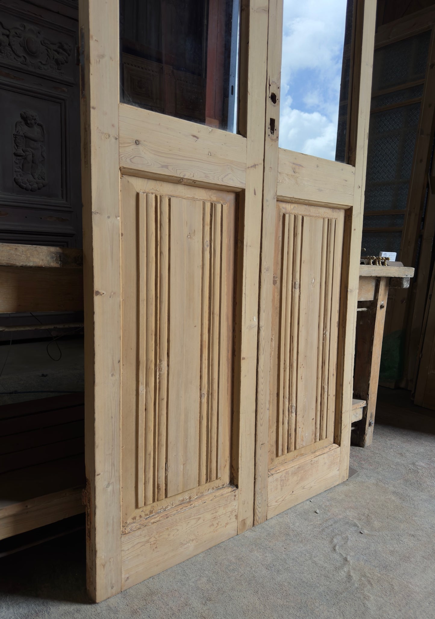 Antique Glass 1 Lite French Doors - 38.25x86.75 - L708